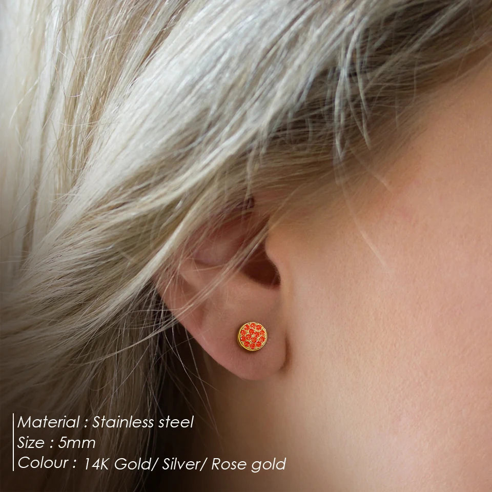 Modessie New Birthstone Pierced Earrings Zirconia Earrings Stainless Steel Jewelry Birthday Gift