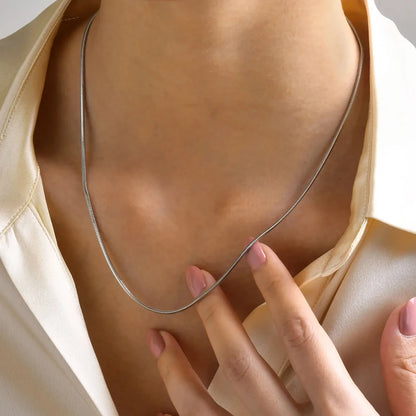 Modessie Silver Color Snake Chain Choker For Women Men Stainless Steel Necklace Minimalist Collar Jewelry  Party Gift