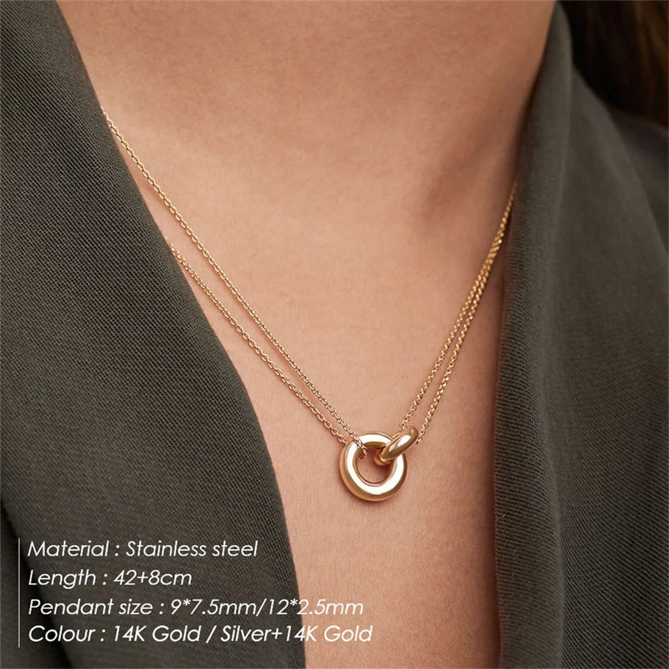 Modessie Stainless Steel Two-tone Pendant Women's Short Necklace Popular Fashion Holiday Party Gift Jewelry