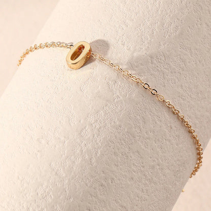 Modessie Personalized Alphabet Bracelet Stainless Steel Jewelry Simple Gold-Plated Accessories Girls Anniversary Gift