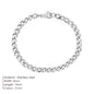 Modessie Silver Color Bracelets Men/ Women  Bracelet Classic Stainless Steel 4MM/6MM/8MM Trendy  Cuban Chain Bracelets