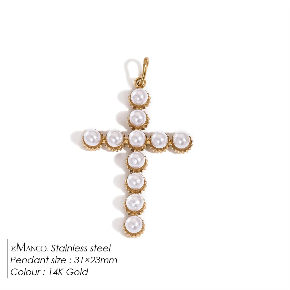 Modessie Stainless Steel Cross Charm Pendants For Bracelet Necklace Jewelry Accessories Diy Jewelry Making