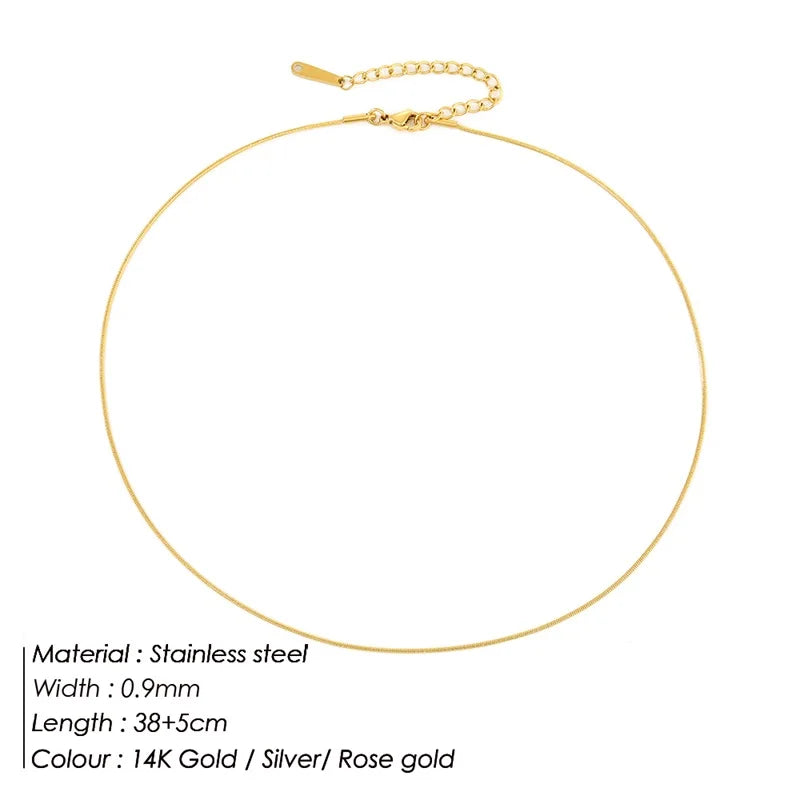 Modessie Snake Chain Choker Stainless Steel Necklace Minimalist Collar For Women Man Jewelry