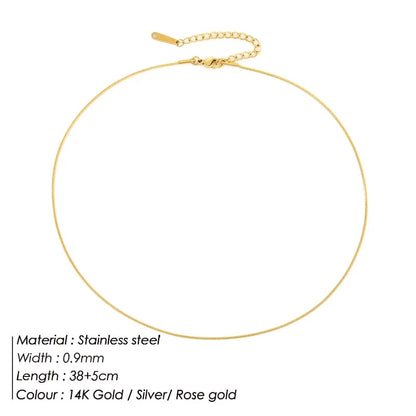 Modessie Snake Chain Choker Stainless Steel Necklace Minimalist Collar For Women Man Jewelry