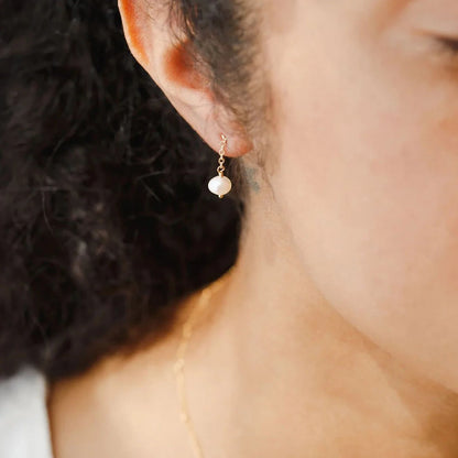 Modessie New Freshwater Pearl Dangle Earring Stainless Steel Chain Earrings