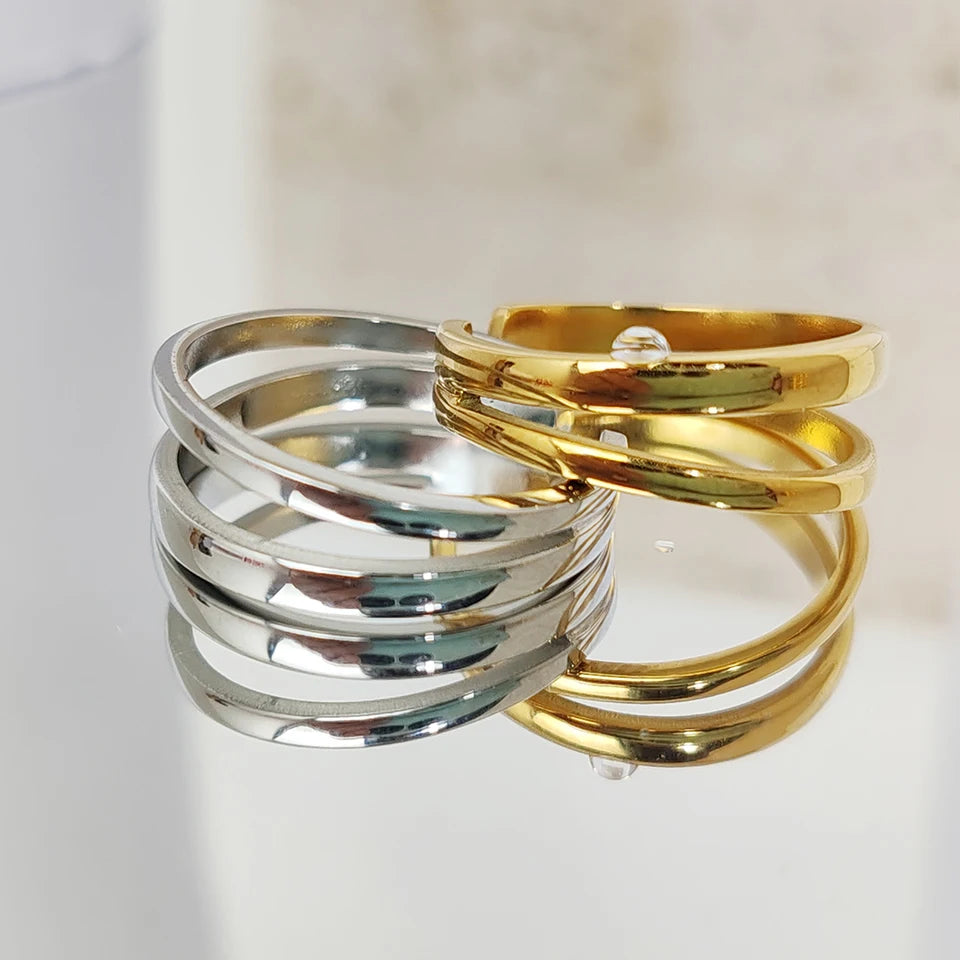 Modessie Women’s Ring – Retro Minimalist Gold or Silver Stainless Steel Jewelry