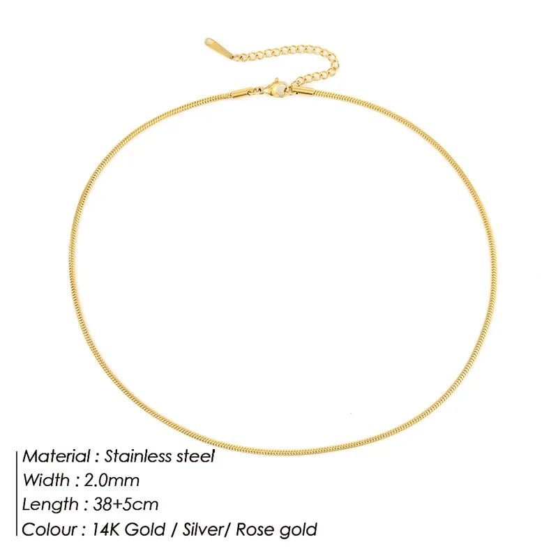 Modessie Snake Chain Choker Stainless Steel Necklace Minimalist Collar For Women Man Jewelry