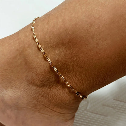 Stainless Steel Fish Lips Chain Anklet  For Women Summer Beach Foot Jewelry On The Leg Minimalist Anklets Female