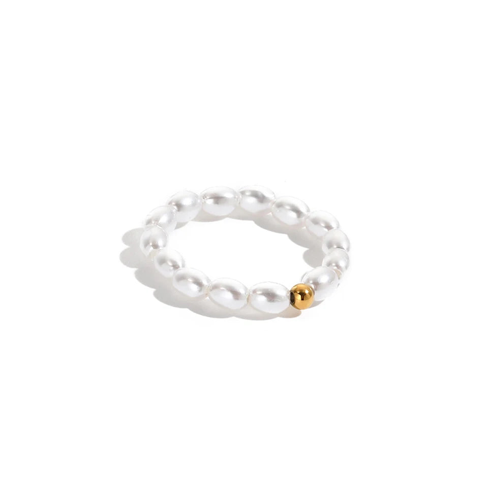 Imitation Pearl Minimalist Pearl Finger Ring White Round Pearl Ring