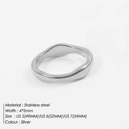 Modessie Gold Color /Silver Color Irregular Wave Rings Trendy Simple Geometric Handmade Jewelry for Women Couple