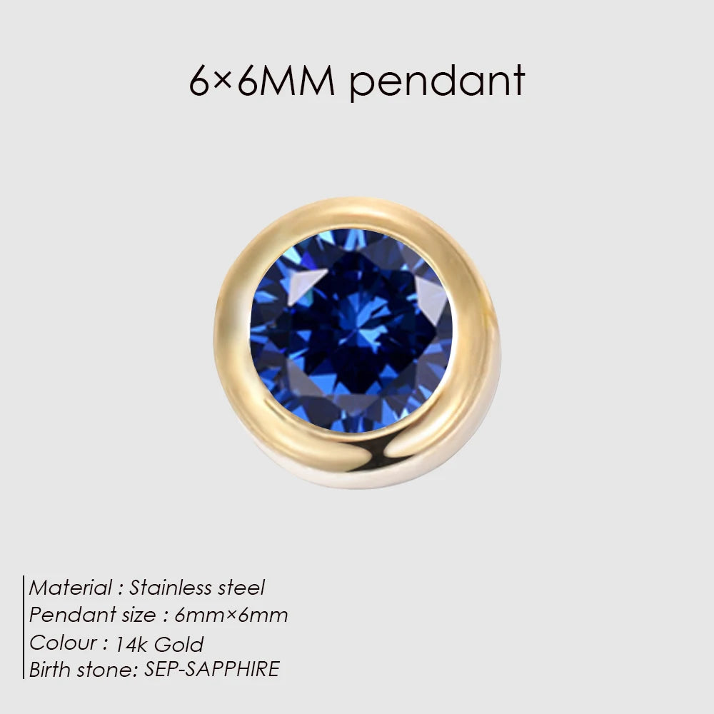 Modessie Stainless Steel Charm Rhinestone Necklace Pendant Fashion 12 Colors Birthstone For Jewelry Making Women DIY Accessories