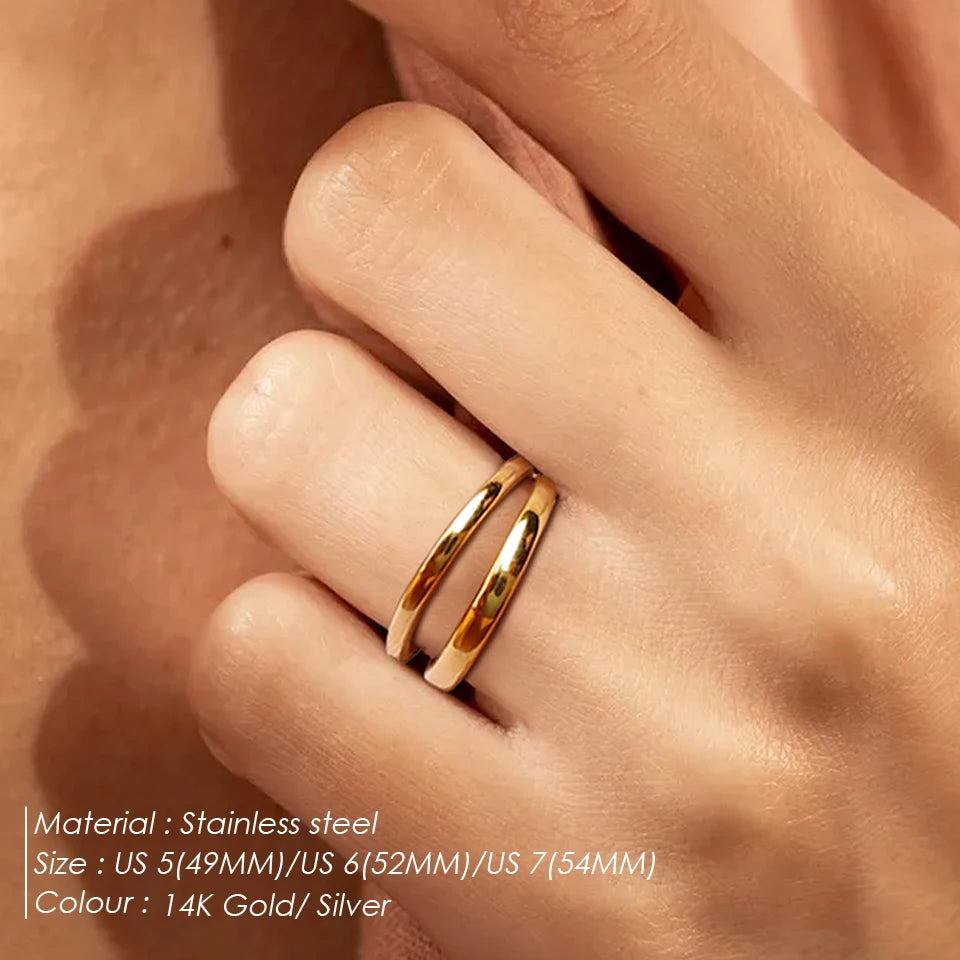 Modessie Women’s Ring – Retro Minimalist Gold or Silver Stainless Steel Jewelry