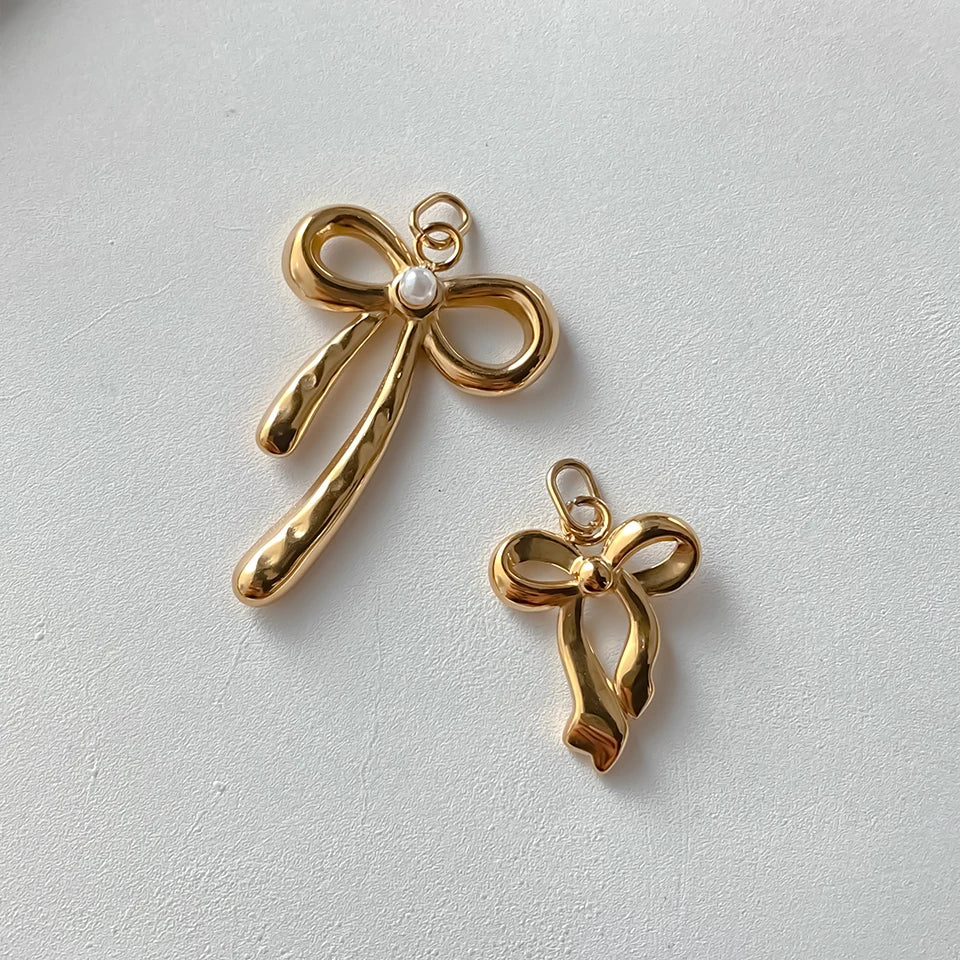 Modessie Stainless Steel Bow Charm Pendant for DIY Handmade Necklaces, Bracelets and Jewelry Making