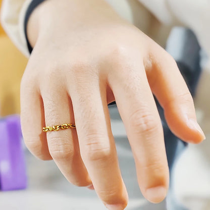 Modessie 3mm Thick Chunky Chain Ring Cuban Curb Link Gold or Silver Color Filled Stainless Steel Stylish Ring for Women Girls