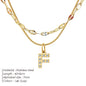 Modessie Double Stainless Steel Round Snake Chain Necklace Light Luxury Zirconia Alphabet Pendant A-Z High-end Fashion Jewelry