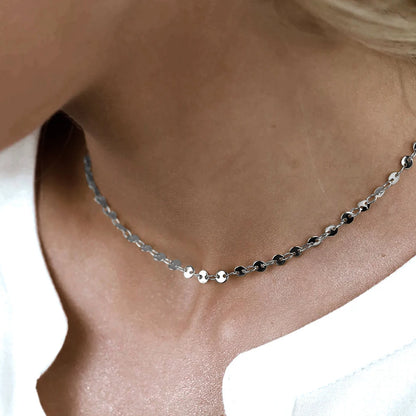 Modessie 4MM Silver Color Stainless Steel Choker Necklace Women Aesthetic Necklaces for Women