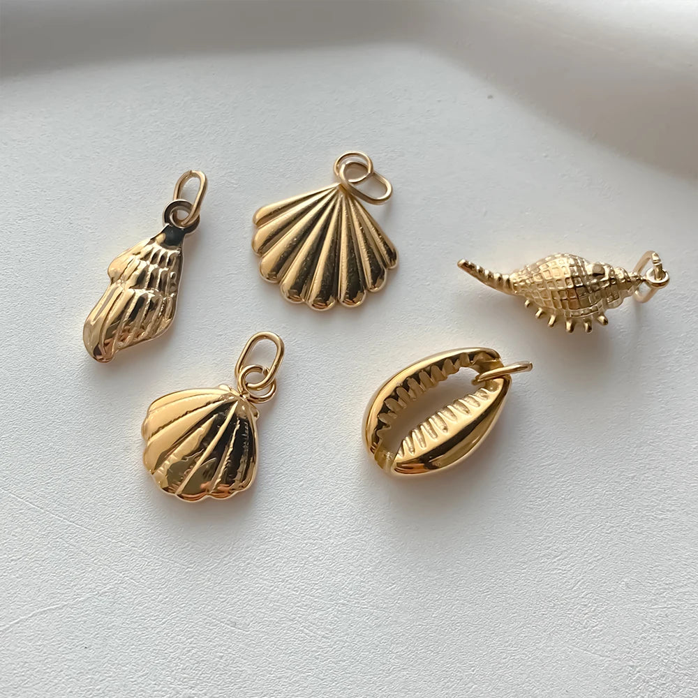 Modessie Fashion Marine Animals Charms Shell Fish Tail Hippocampus Japonicus Stainless Steel Pendants For Jewelry