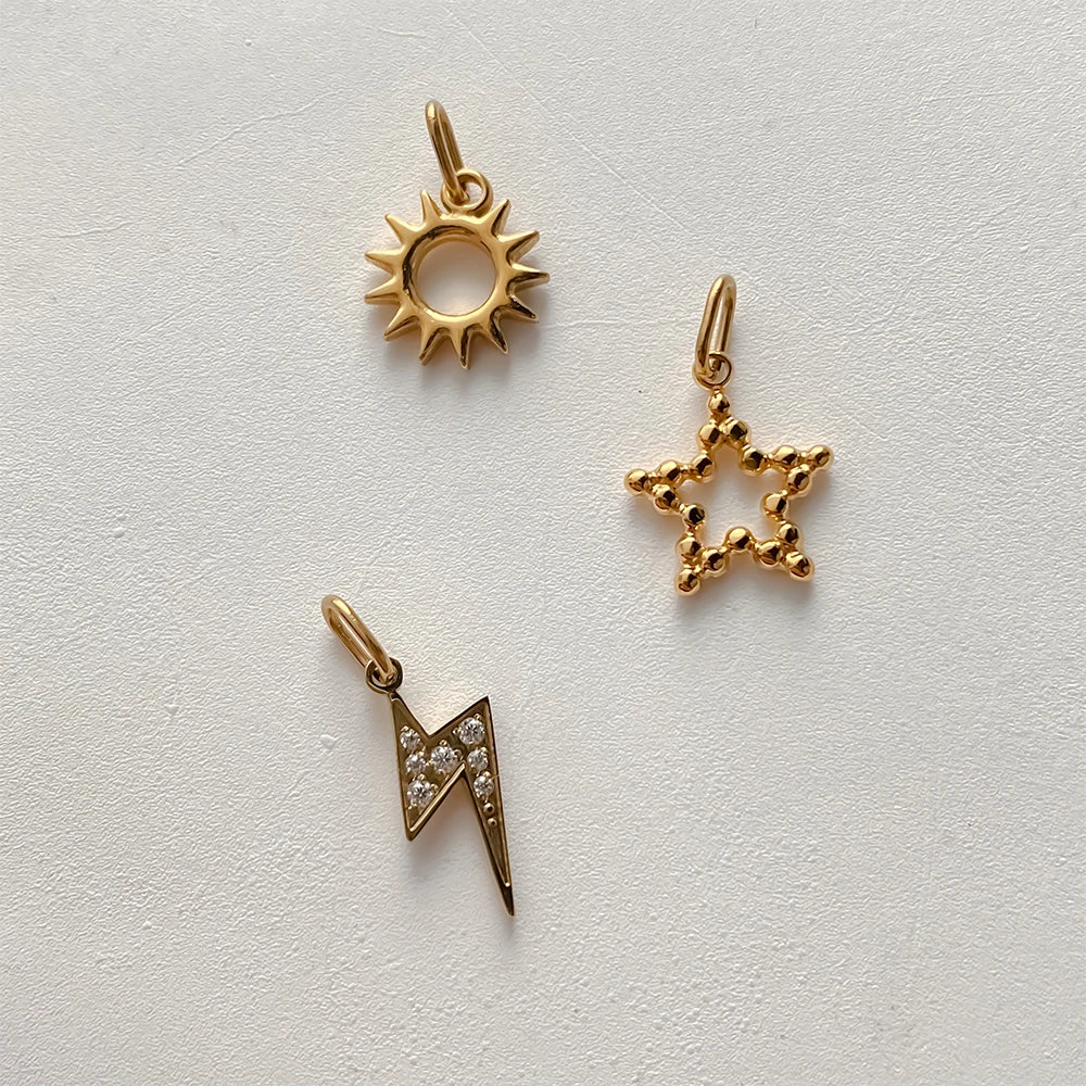 Modessie Star Sun Pendant Charms for Earrings Necklace Making Supplies Stainless Steel Gold-Plated  Diy