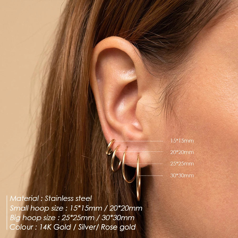 Modessie Simple Stainless Steel Earrings Set Gold-plated Fashion Women's Jewelry