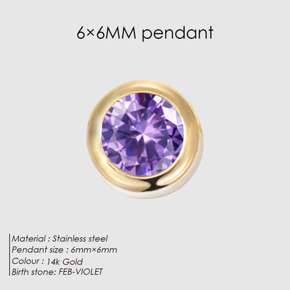 Modessie Stainless Steel Charm Rhinestone Necklace Pendant Fashion 12 Colors Birthstone For Jewelry Making Women DIY Accessories