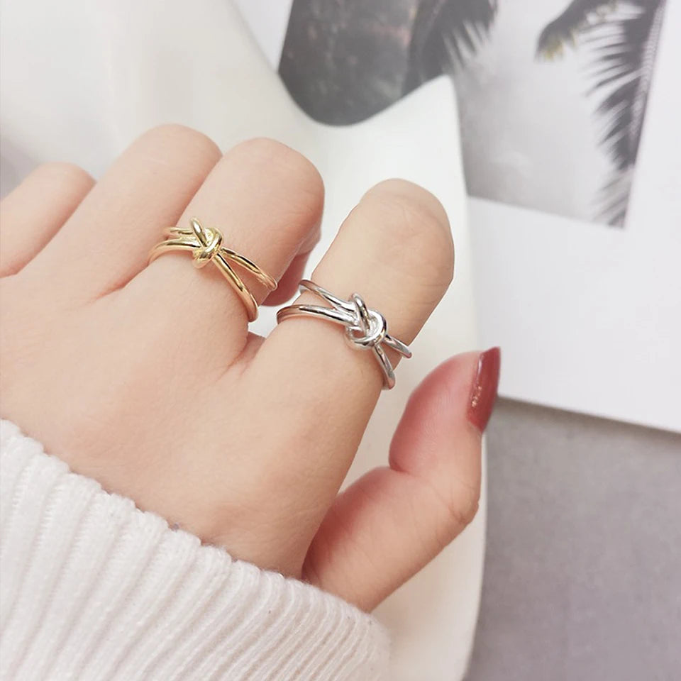 Modessie Gold/Silver Stainless Steel Braided Twist Ring for Women – Elegant, Durable, Everyday Fashion