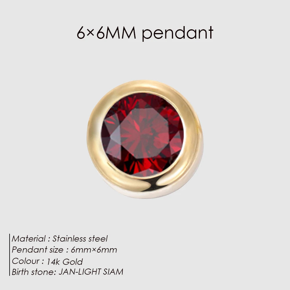 Modessie Stainless Steel Charm Rhinestone Necklace Pendant Fashion 12 Colors Birthstone For Jewelry Making Women DIY Accessories