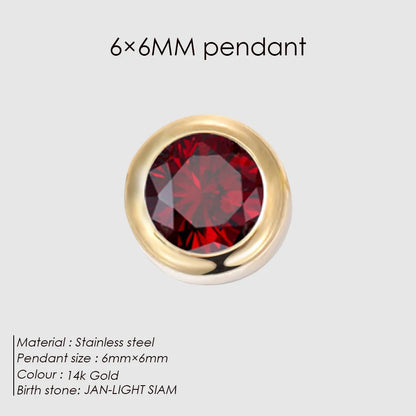 Modessie Stainless Steel Charm Rhinestone Necklace Pendant Fashion 12 Colors Birthstone For Jewelry Making Women DIY Accessories