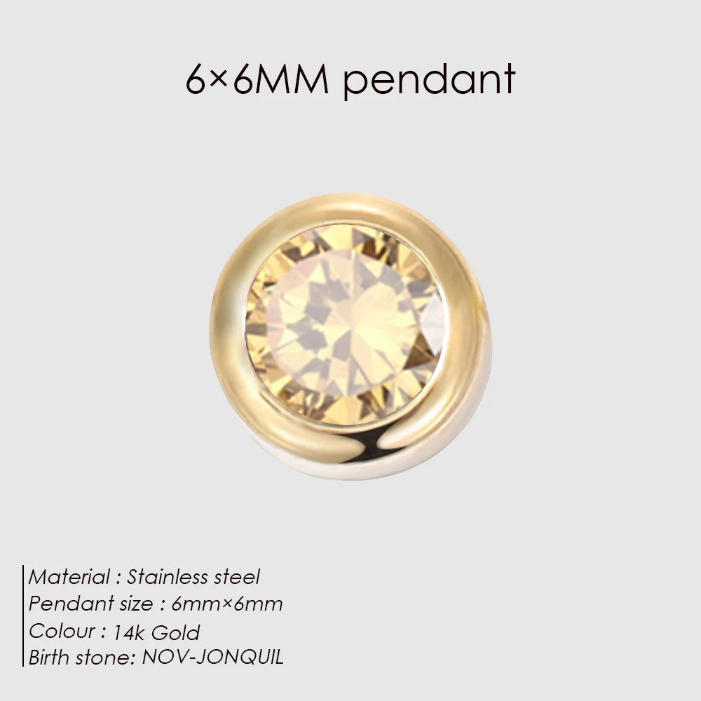 Modessie Stainless Steel Charm Rhinestone Necklace Pendant Fashion 12 Colors Birthstone For Jewelry Making Women DIY Accessories