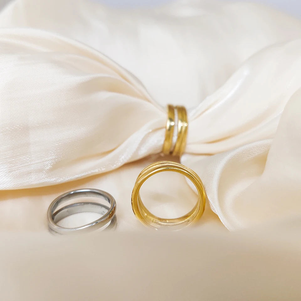 Modessie  Gold Color /Silver Color Geometric Multi-layer Line Ring for Women Elegant Jewelry