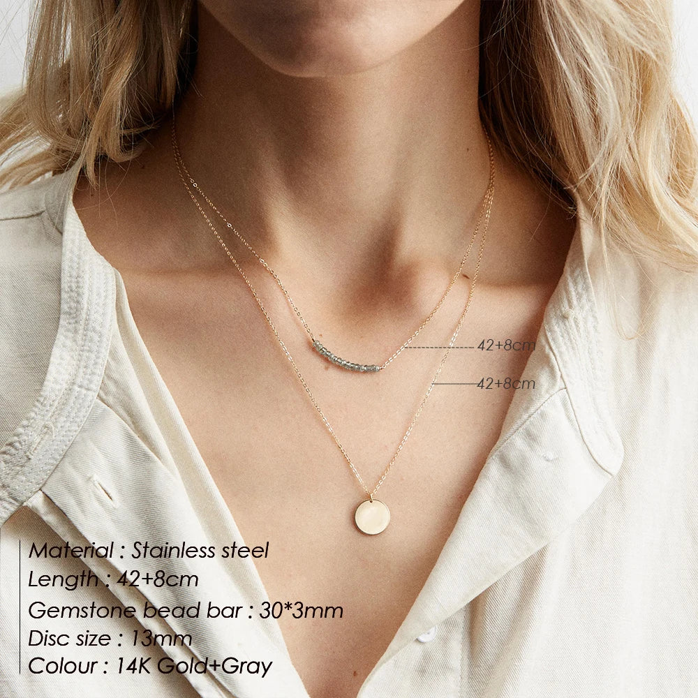 Modessie Fashion Layered Chain Necklace Gold color  Chain Imitation pearls Necklace for Women Geometric Female  Chokers Necklaces