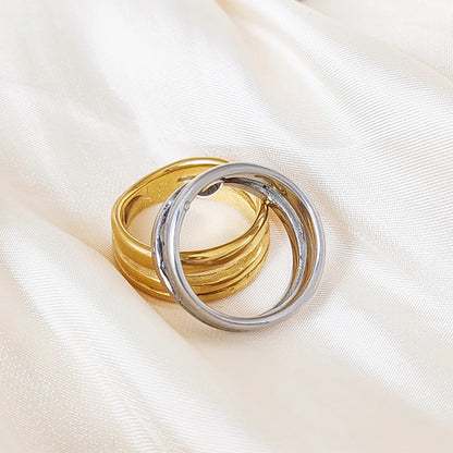 Modessie  Gold Color /Silver Color Geometric Multi-layer Line Ring for Women Elegant Jewelry