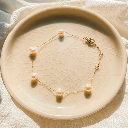 New Trend Dainty Vintage Stainless Steel Single Layer Chain Pearl Bracelet Modessie Summer Jewelry