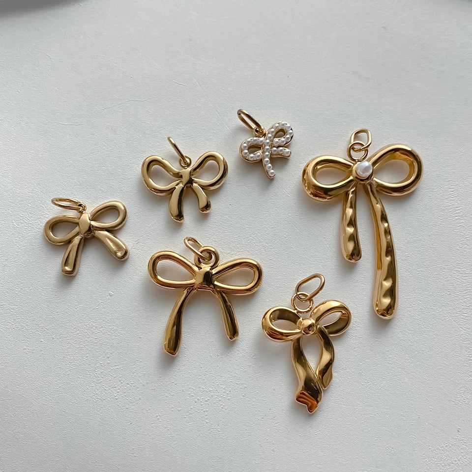 Modessie Stainless Steel Bow Charm Pendant for DIY Handmade Necklaces, Bracelets and Jewelry Making