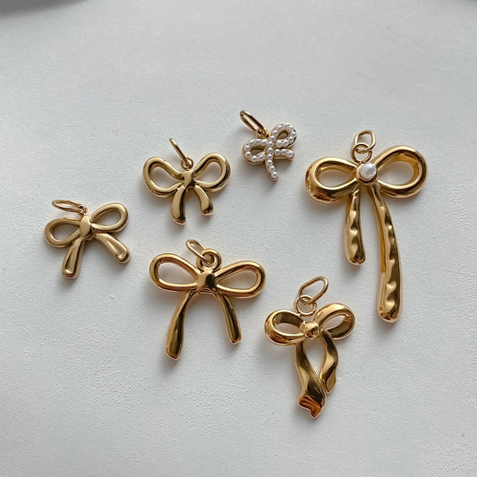Modessie Stainless Steel Bow Charm Pendant for DIY Handmade Necklaces, Bracelets and Jewelry Making