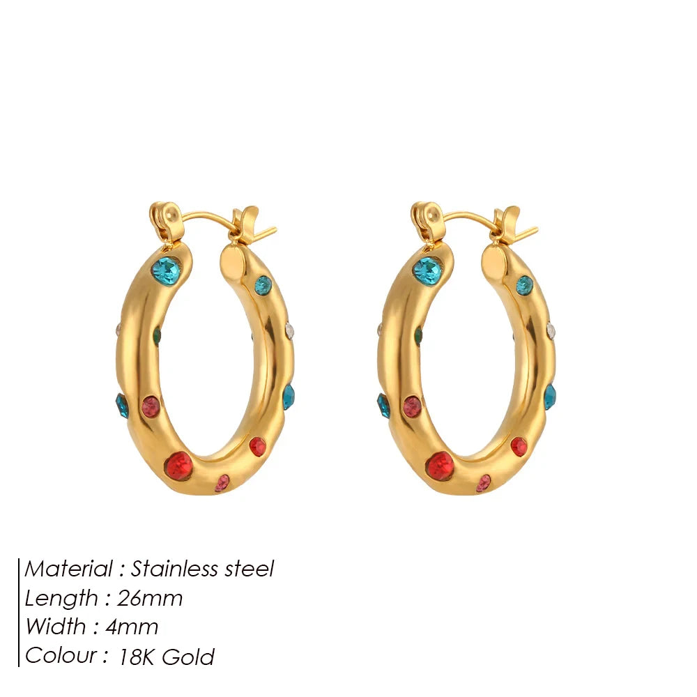 Modessie New Stainless Steel High Grade Rhinestone Earrings Vintage Faux Pearls Women's Hoop Jewelry