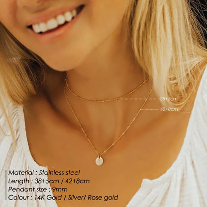 Modessie 3pcs Separated Stainless Steel Layered Necklace Women Pendant & Choker & Chain Necklace Set Fashion Jewelry