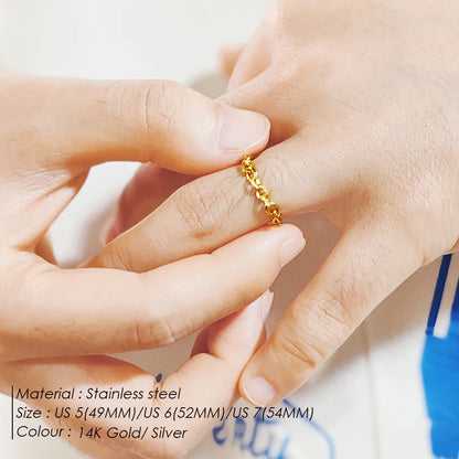 Modessie 3mm Thick Chunky Chain Ring Cuban Curb Link Gold or Silver Color Filled Stainless Steel Stylish Ring for Women Girls