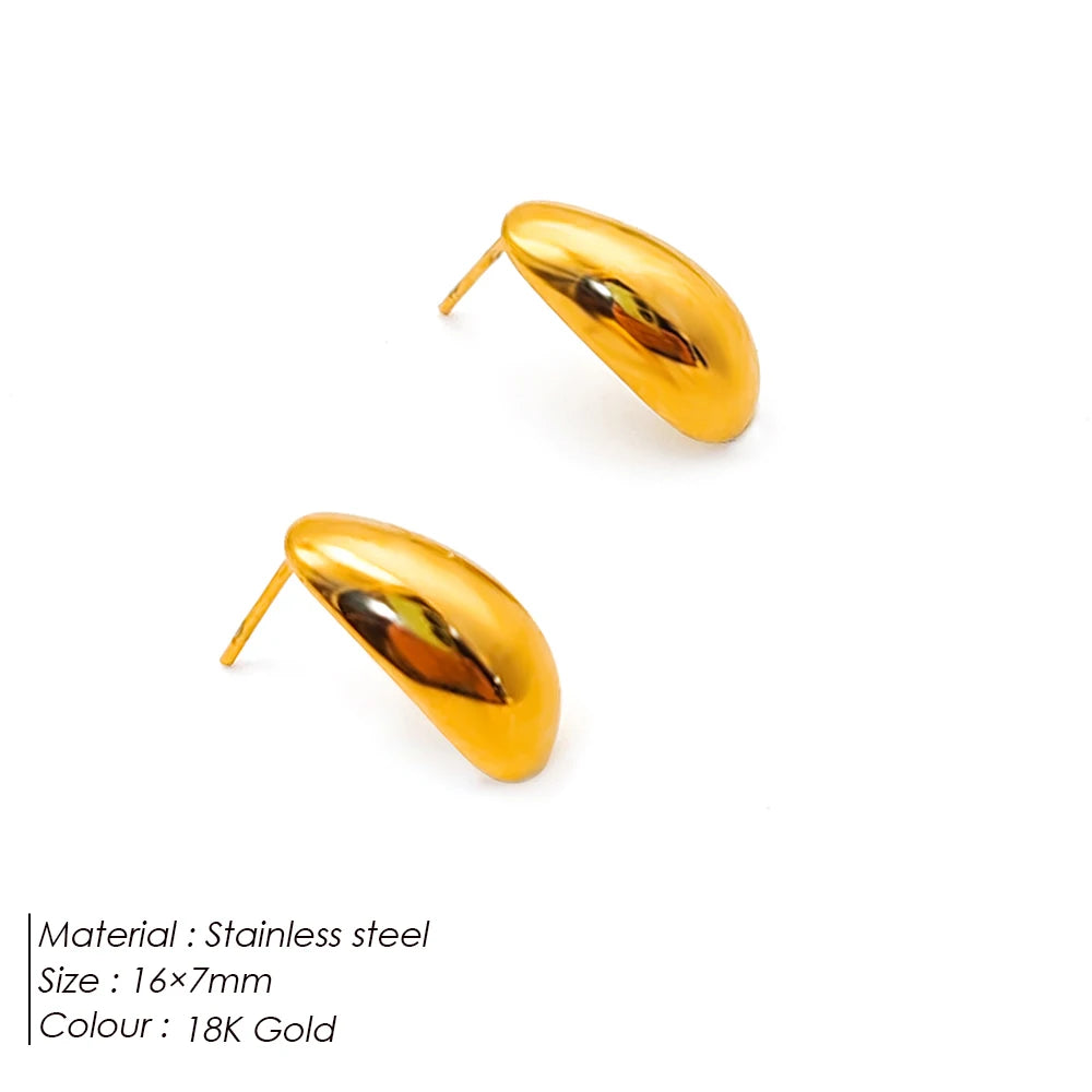 Modessie Steel color Gold color Simple Women Chunky Hoops Earrings Gift Fashion Jewelry Stainless  Round Smooth Thick Hoop