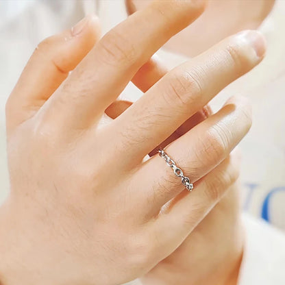 Modessie 3mm Thick Chunky Chain Ring Cuban Curb Link Gold or Silver Color Filled Stainless Steel Stylish Ring for Women Girls