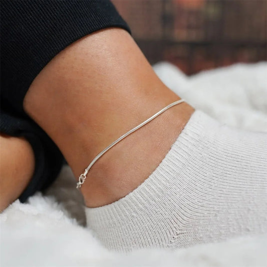 Modessie Snake Chain Anklet Stainless Steel  Adjustable Chain Ankle Gifts for Women Girls Jewelry Accessories
