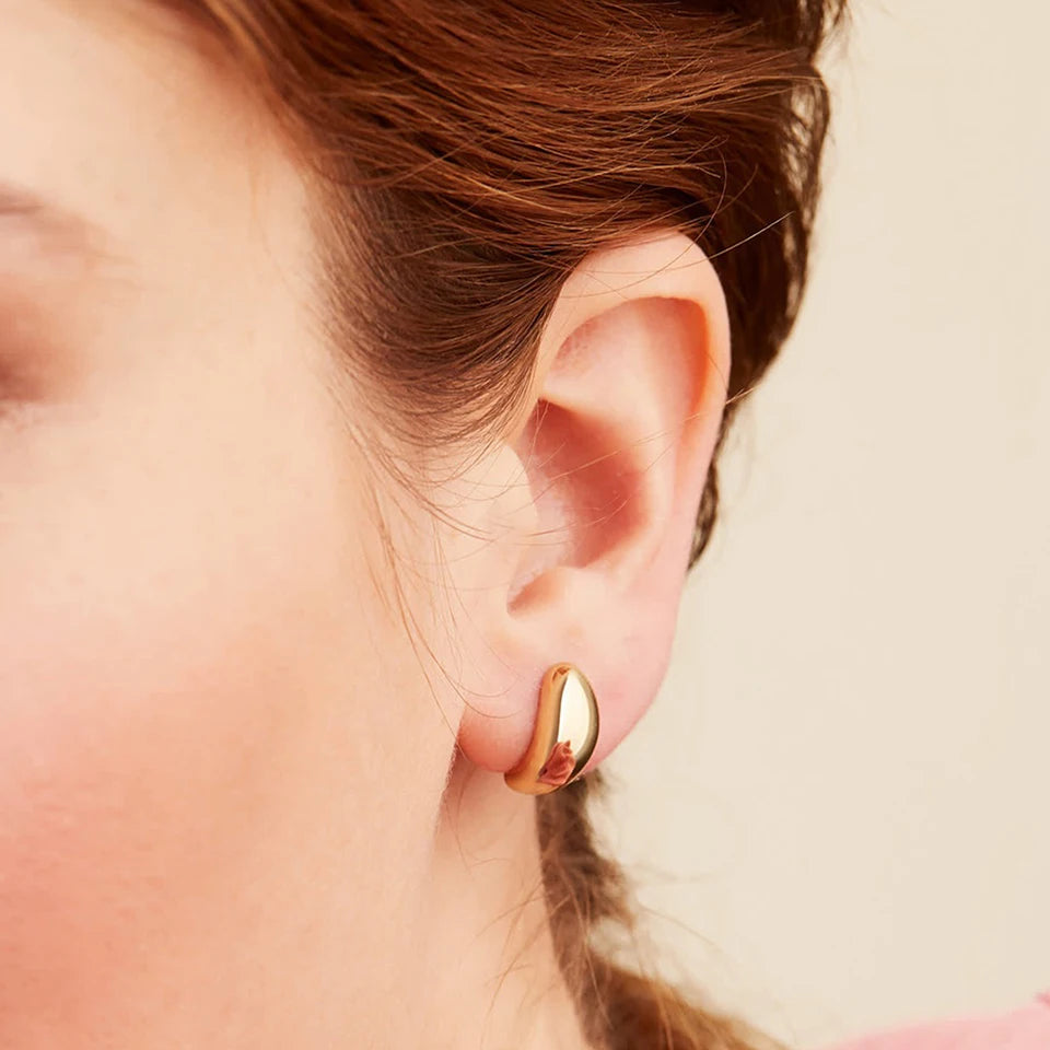 Modessie Steel color Gold color Simple Women Chunky Hoops Earrings Gift Fashion Jewelry Stainless  Round Smooth Thick Hoop