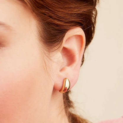 Modessie Steel color Gold color Simple Women Chunky Hoops Earrings Gift Fashion Jewelry Stainless  Round Smooth Thick Hoop