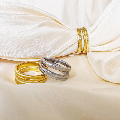 Modessie  Gold Color /Silver Color Geometric Multi-layer Line Ring for Women Elegant Jewelry