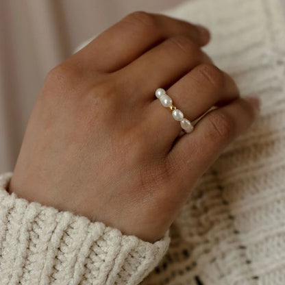 Imitation Pearl Minimalist Pearl Finger Ring White Round Pearl Ring
