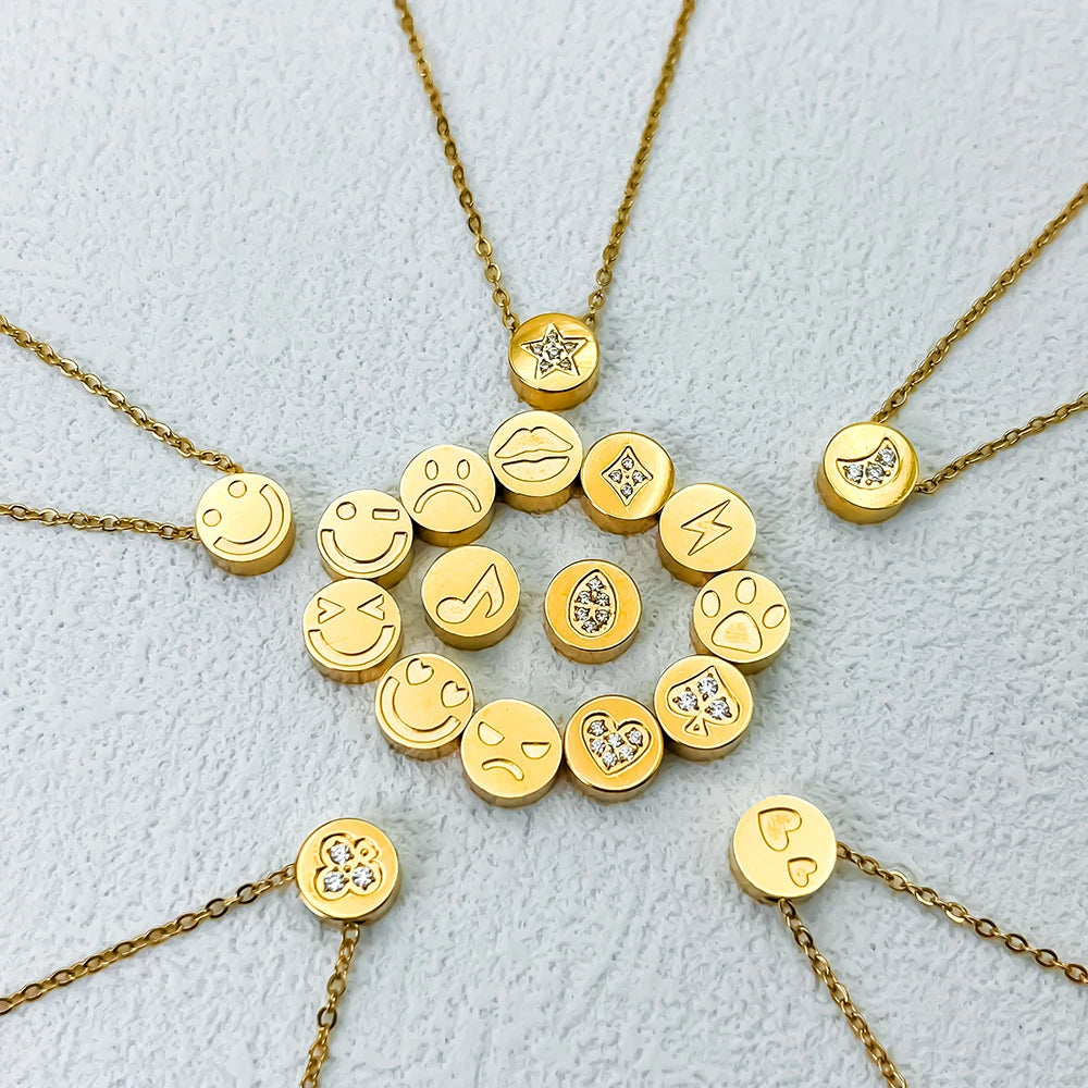 Modessie Stainless Steel Chain Bracelet – Gold or Silver Plated with Round Charm – 20 Design Options