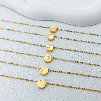 Modessie Stainless Steel Chain Bracelet – Gold or Silver Plated with Round Charm – 20 Design Options