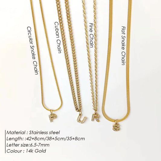 Modessie Stainless Steel Flat Snake Chain Initial Necklace Name Customized Choker Necklace Women's Jewelry