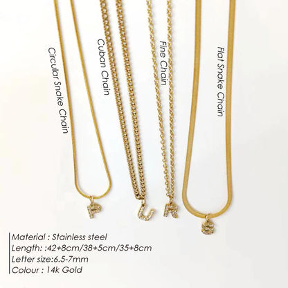 Modessie Stainless Steel Flat Snake Chain Initial Necklace Name Customized Choker Necklace Women's Jewelry