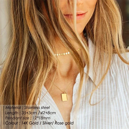 Modessie 2 Pcs Layered Necklace Women Not Darken Pendant Necklace Real 316L Stainless Steel Necklace  Chokers Jewelry