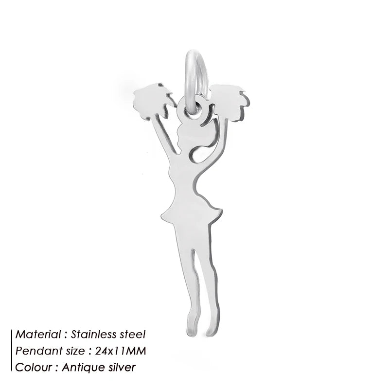 Modessie Fashion Boutique Jewelry Couple Silver Plated Small Pendant Simple Design Stainless Steel Accessories